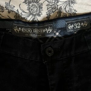 Enzo Men's Straight Black Jeans